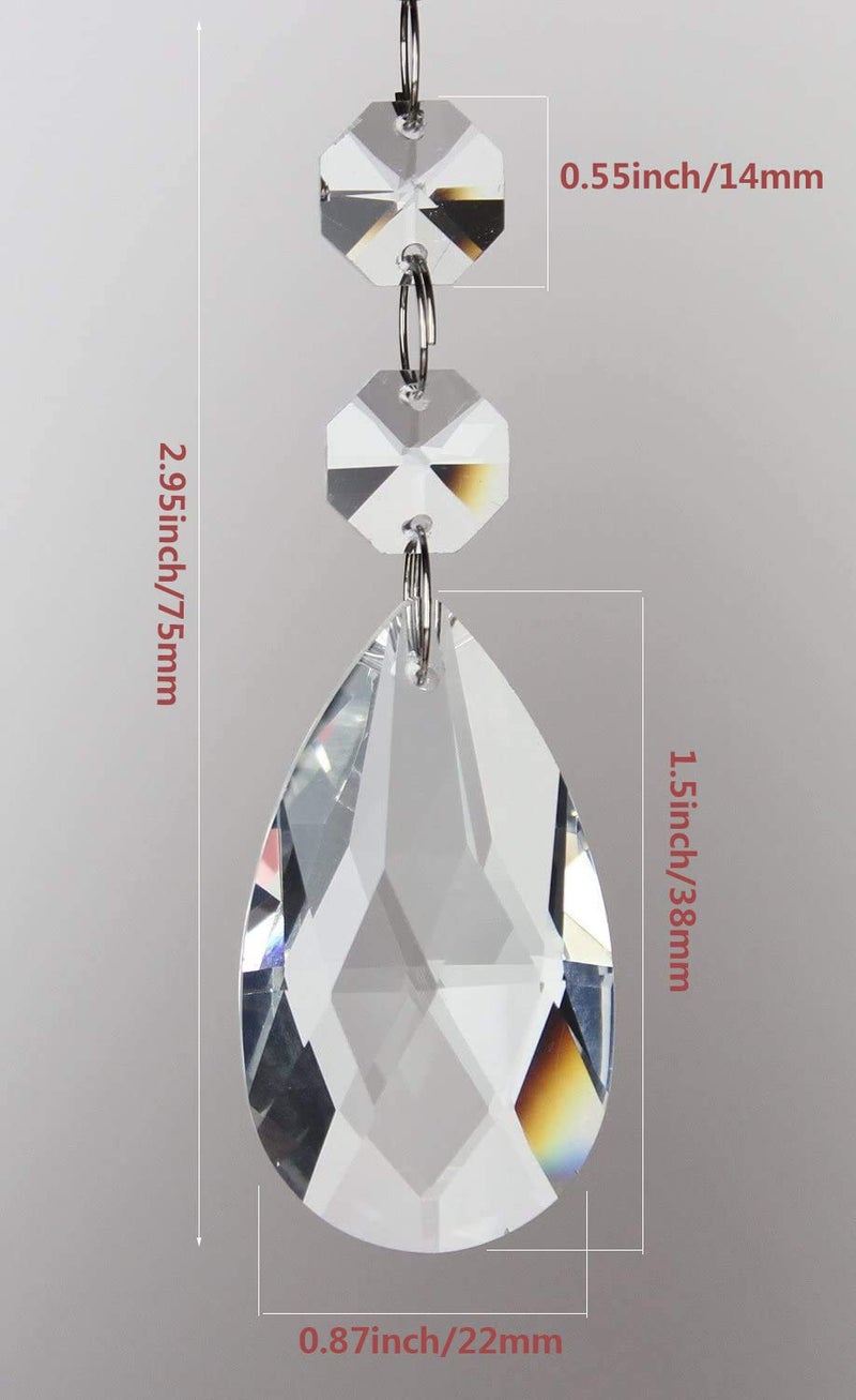GBSTORE 8 Pcs Pendants Teardrop Lamp Chain with 2 Octagon Beads Clear Crystal Chandelier Beads Prism Shiny Glass Crystals Beads for Light Lamp, Jewelry Making and Outdoor DÃ©cor - Image 3